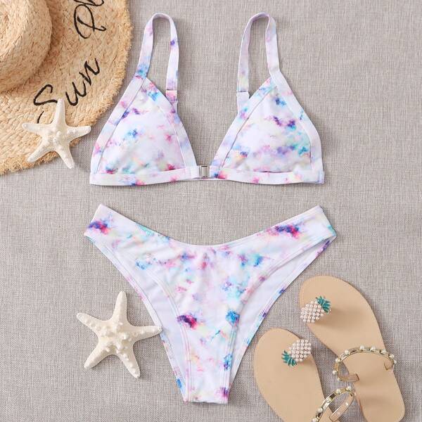 

Tie Dye Triangle Bikini Swimsuit, Multicolor