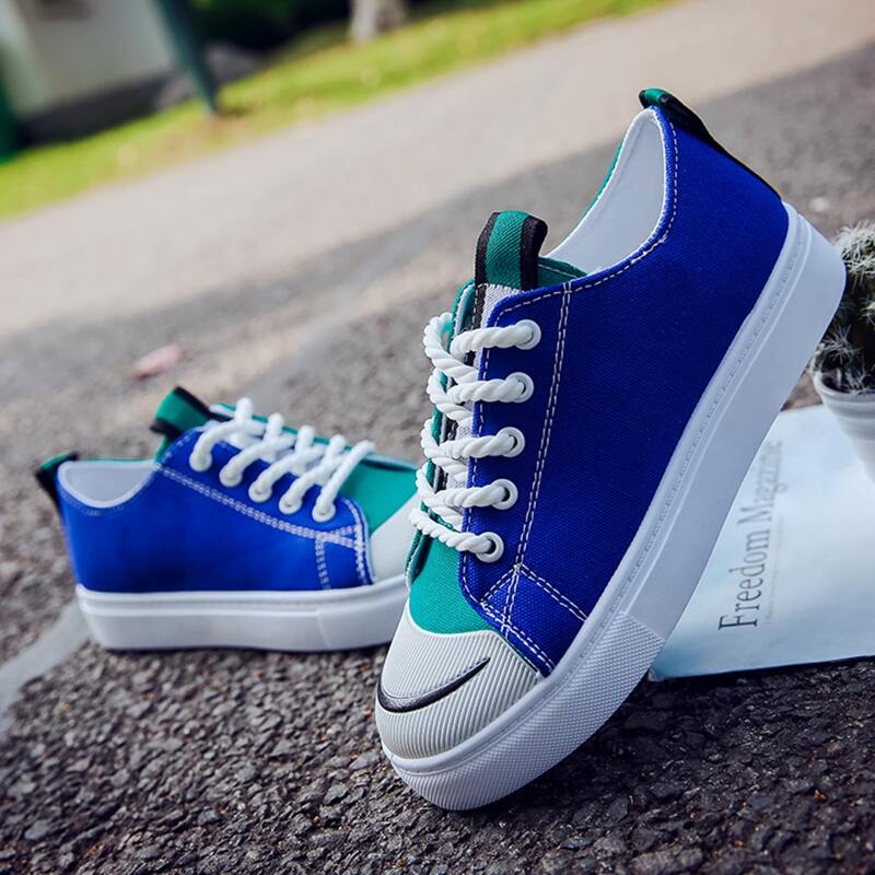 

Colorblock Lace-up Canvas Sneakers, Multicolor