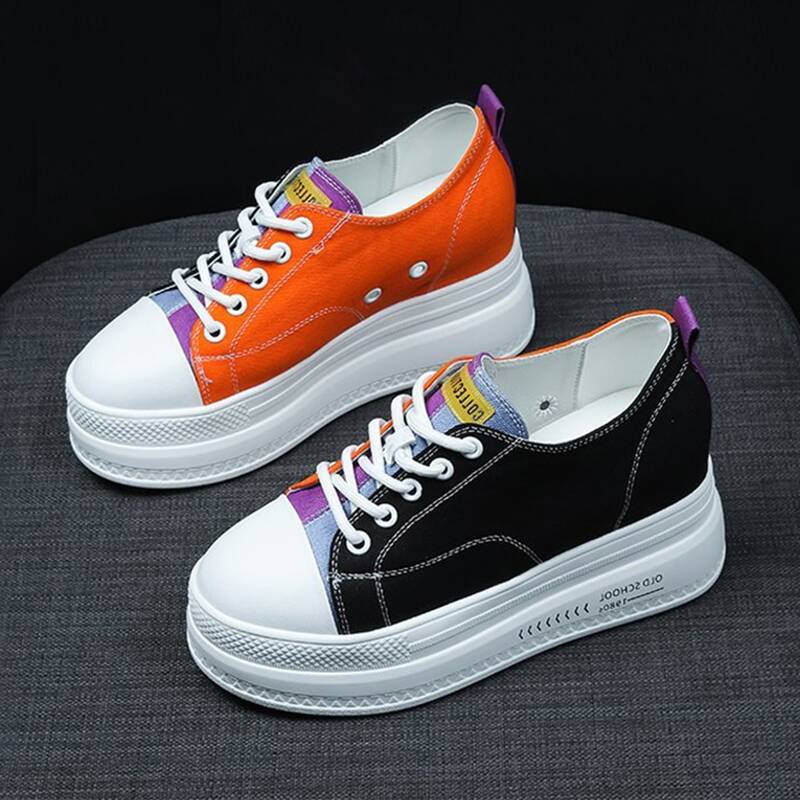 

Colorblock Lace-up Flatform Sneakers, Multicolor