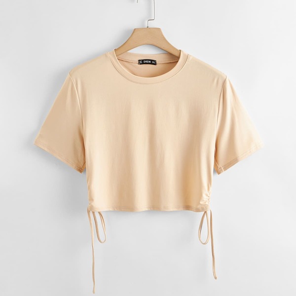 

Plus Tied Backless Crop Tee, Apricot