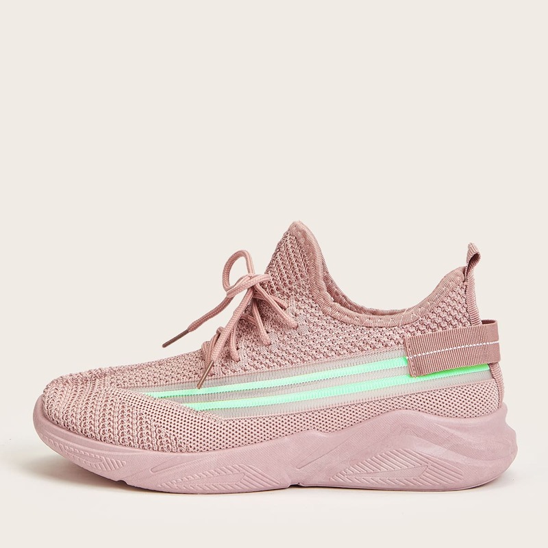 

Lace-up Knit Sneakers, Dusty pink