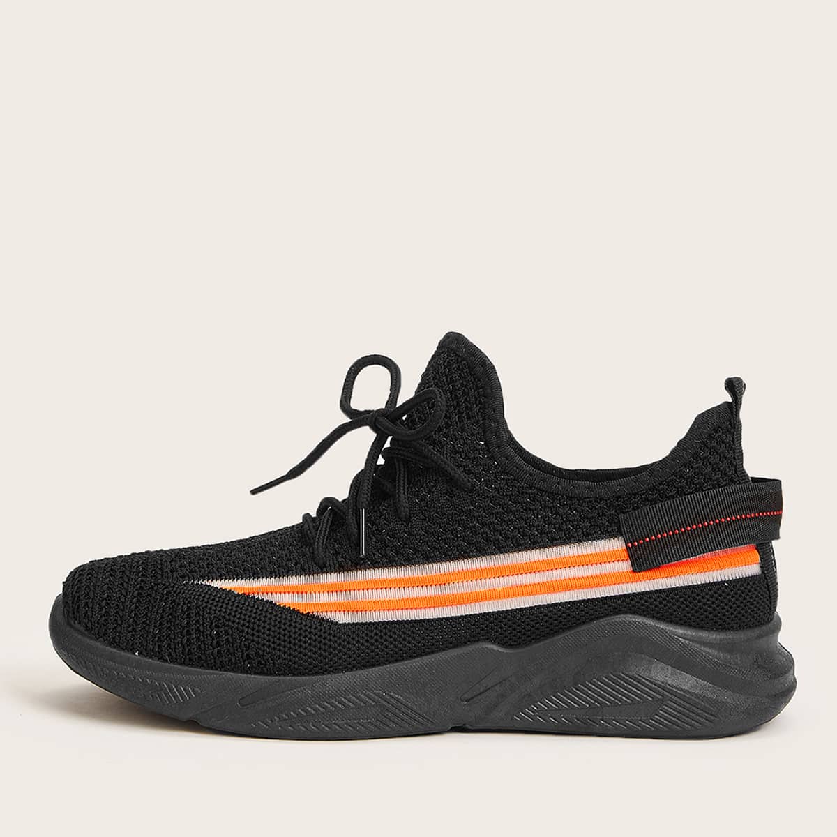 

Lace-up Knit Sneakers, Black