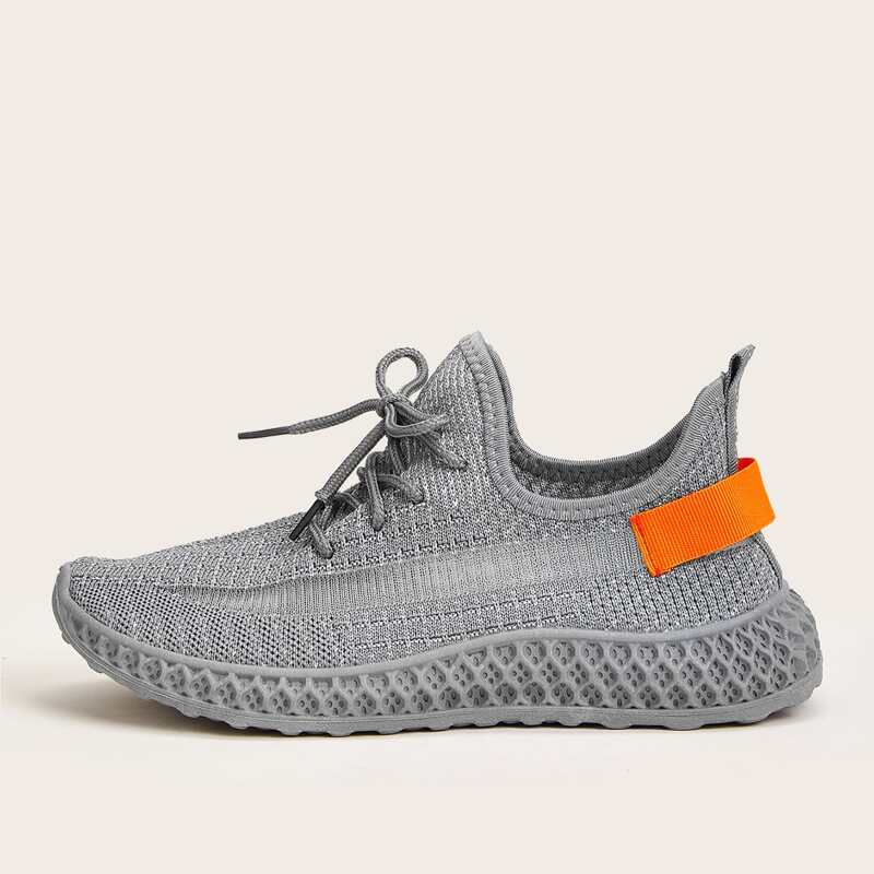 

Lace-up Knit Sneakers, Grey