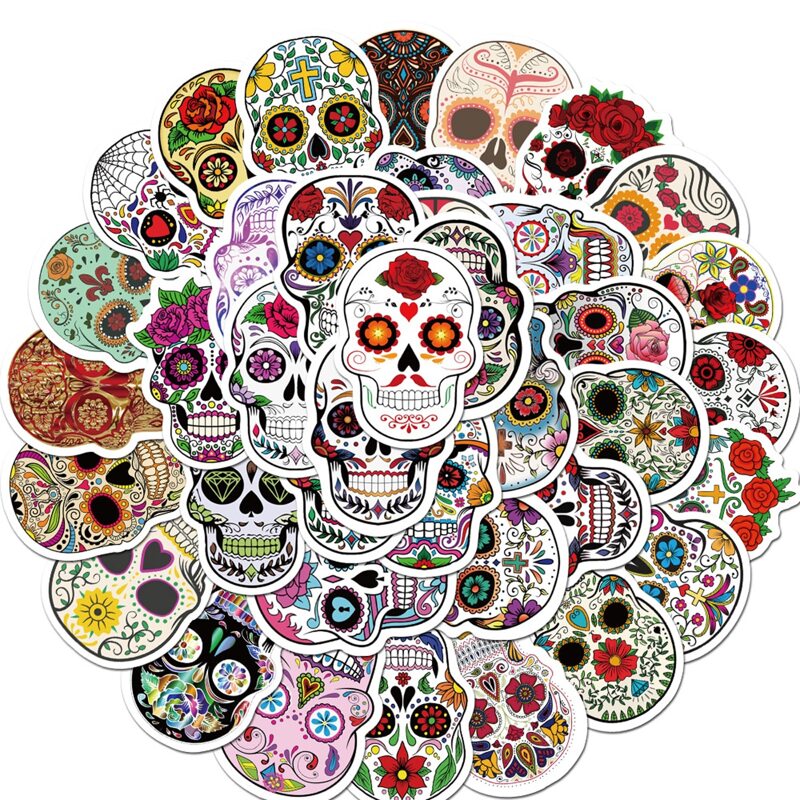 

50pcs Floral Skeleton Sticker, Multicolor