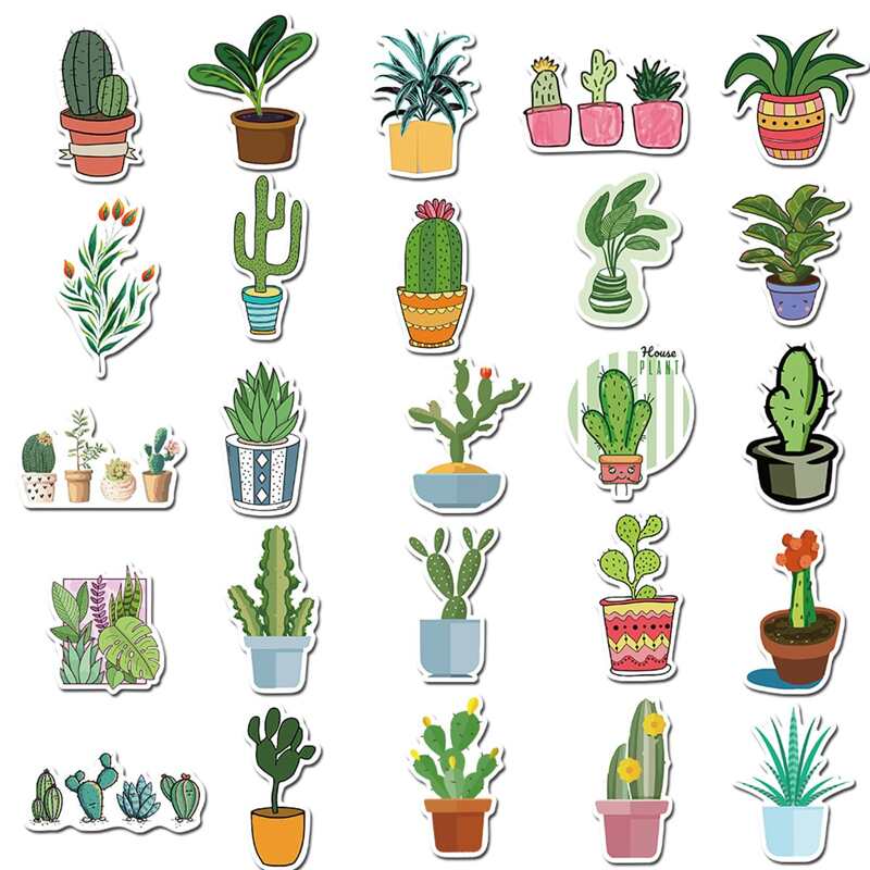 

45pcs Potted Plants Sticker, Multicolor