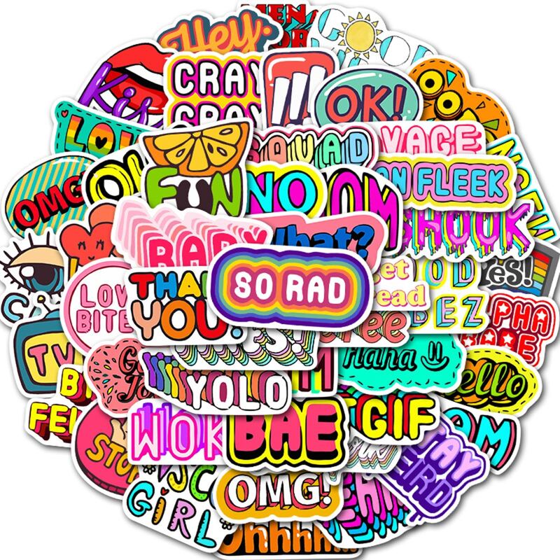 

50pcs Letter Graphic Sticker, Multicolor