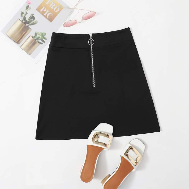 

Black Zipper Front Skirt