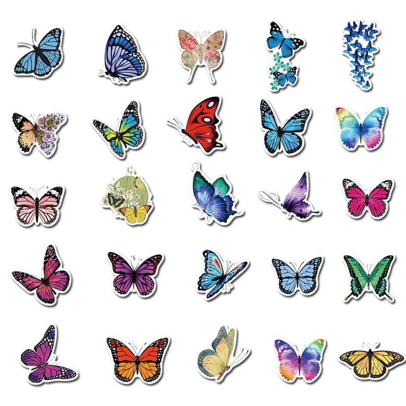 

50pcs Butterfly Sticker, Multicolor