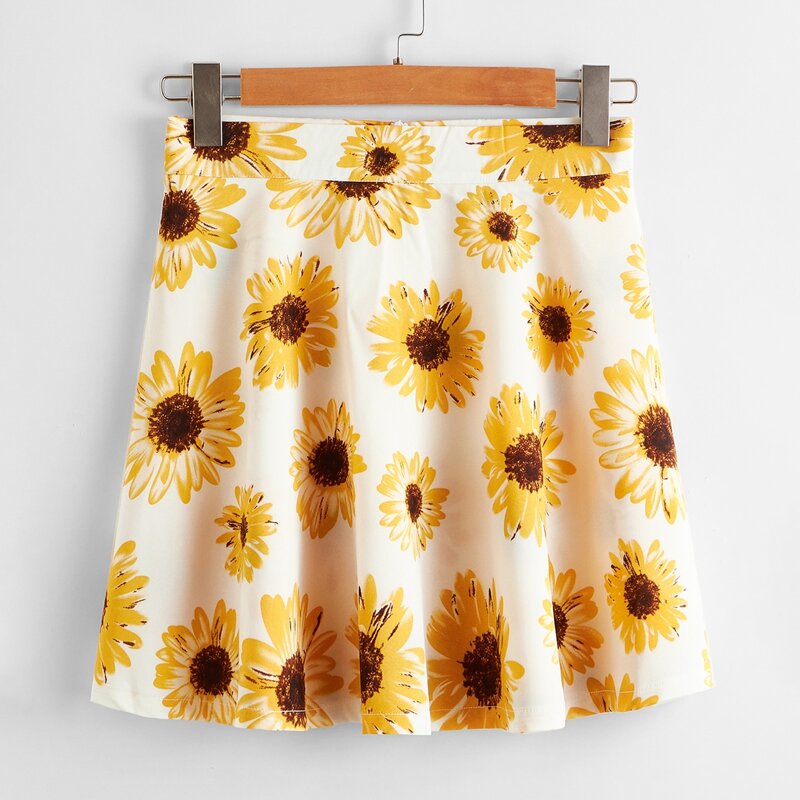 

Sunflower Print Skater Skirt, Multicolor