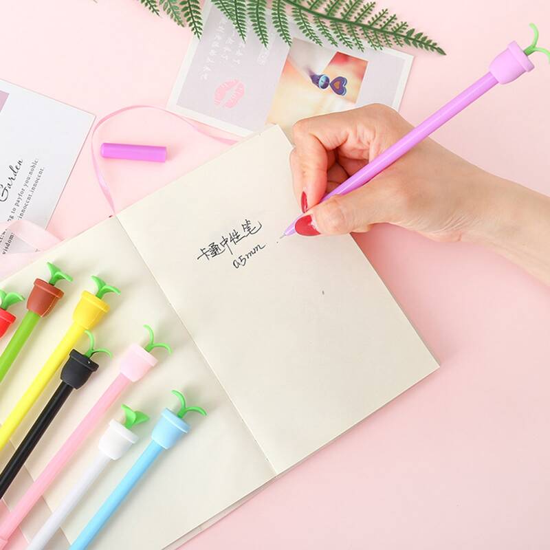 

8pcs Potted Plants Gel Pen, Black