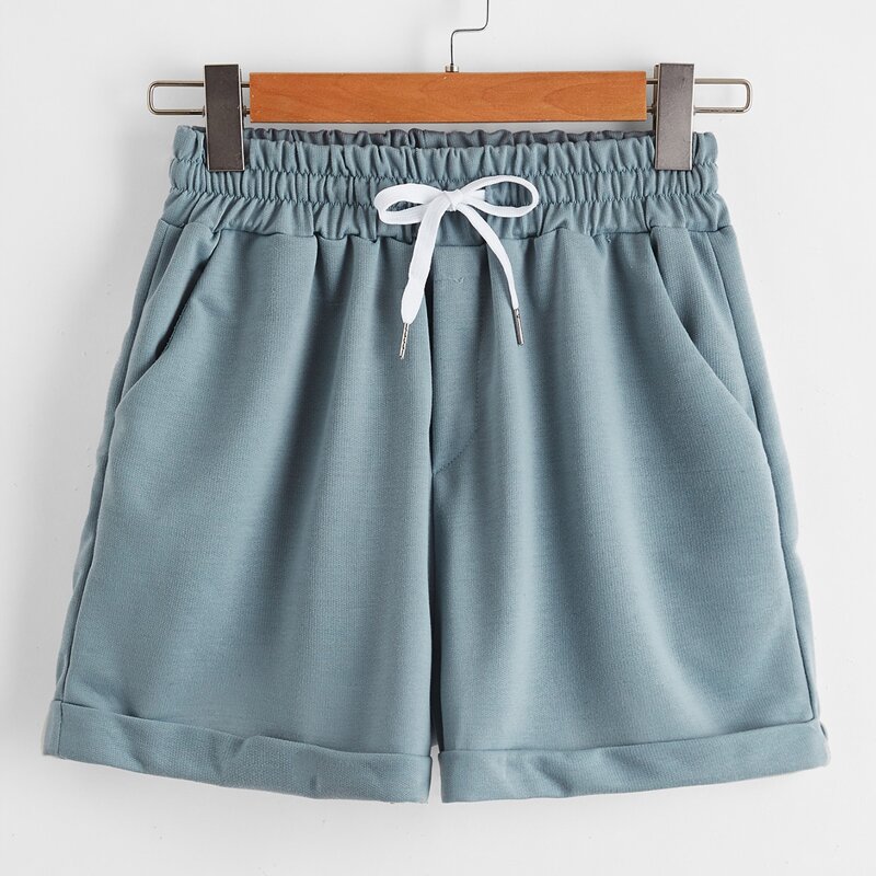 

Tie Front Shorts, Cadet blue