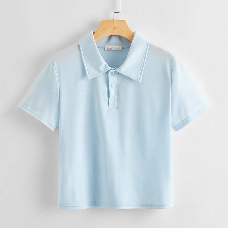 

Solid Polo Tee, Baby blue