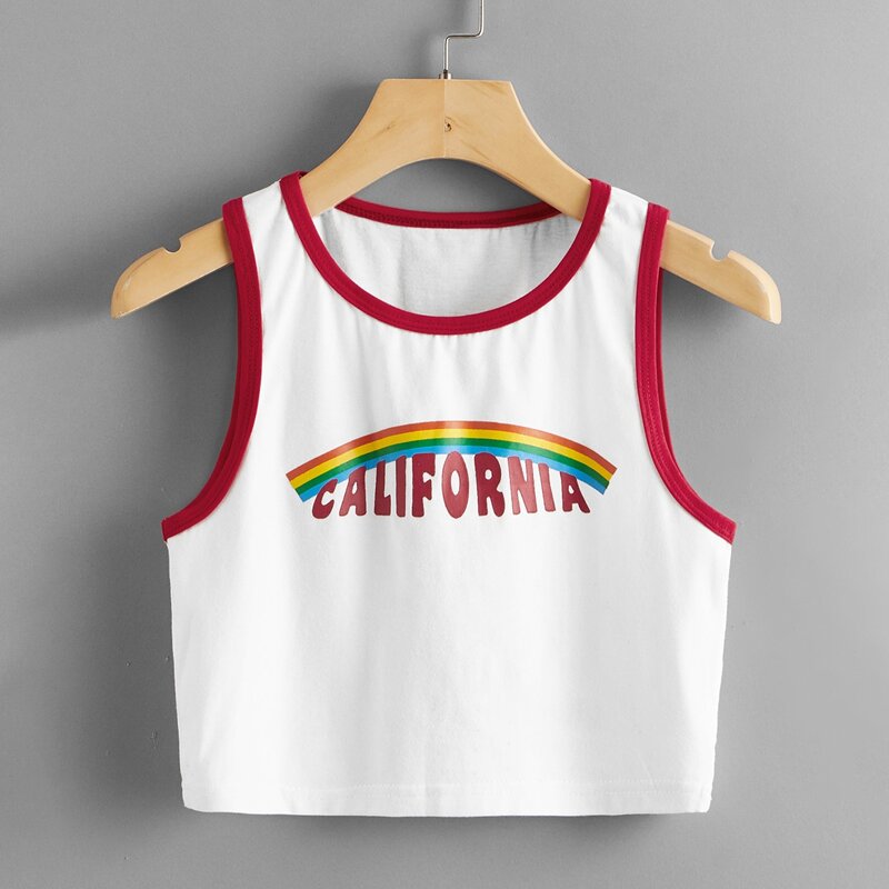 

Letter Graphic Ringer Tank, White