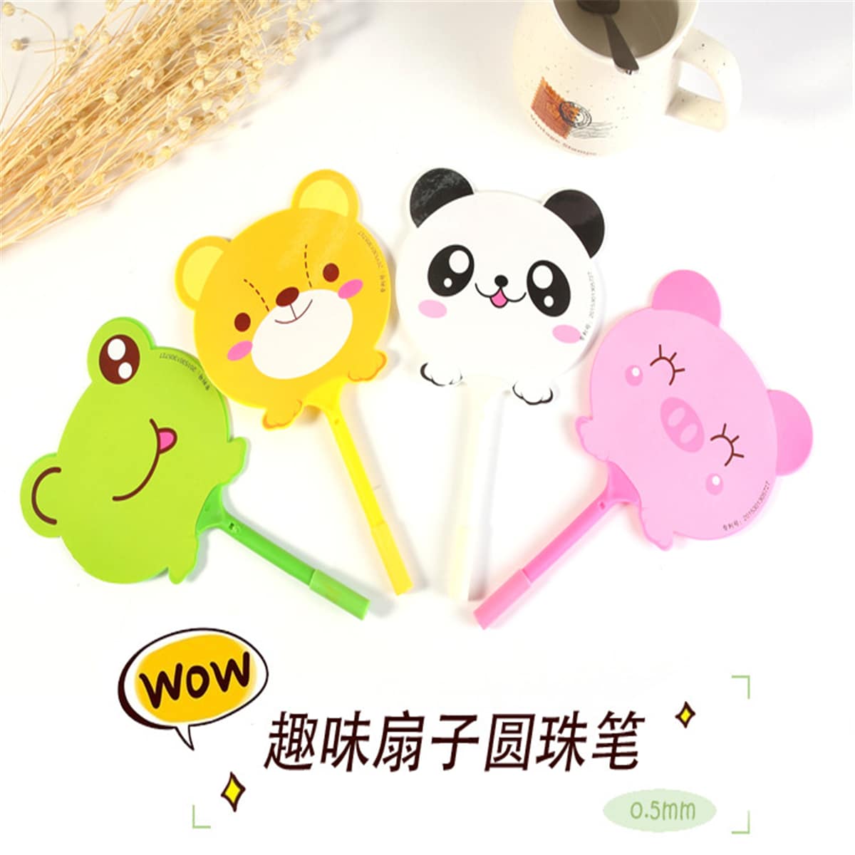 

4pcs Cartoon Fan Ballpoint Pen, Blue