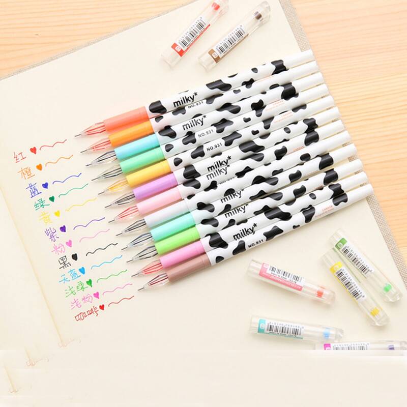 

12pcs Cow Print Gel Pen, Multicolor