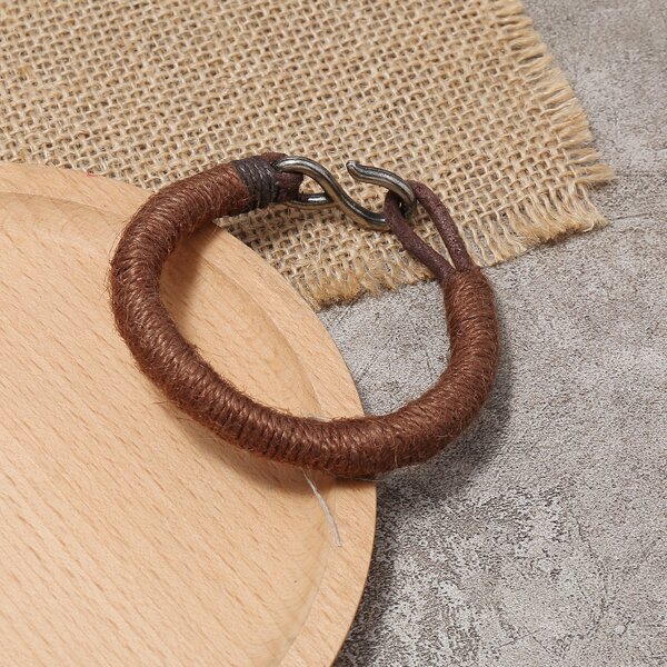 

Men Metal Decor Bracelet, Brown