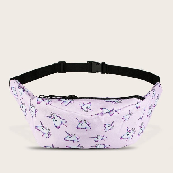 

Allover Unicorn Print Fanny Pack, Pink