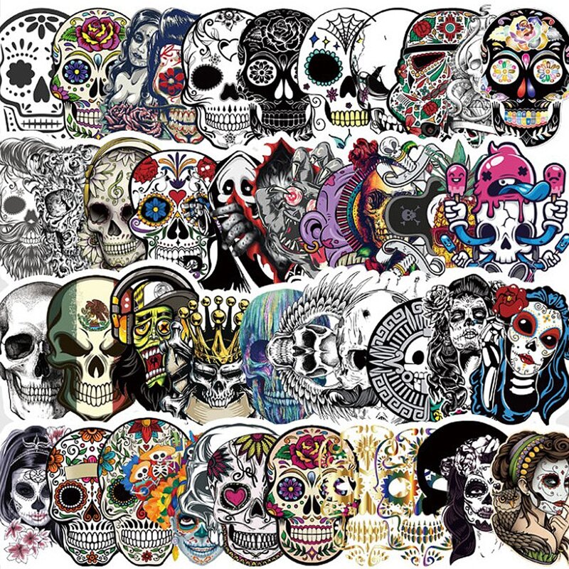 

46pcs Skull Pattern Sticker, Multicolor