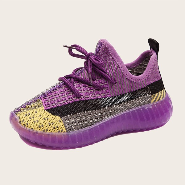 

Girls Lace-up Front Colorblock Sneakers, Purple