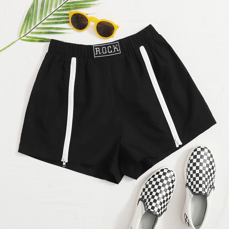 

Zipper Front Shorts, Black