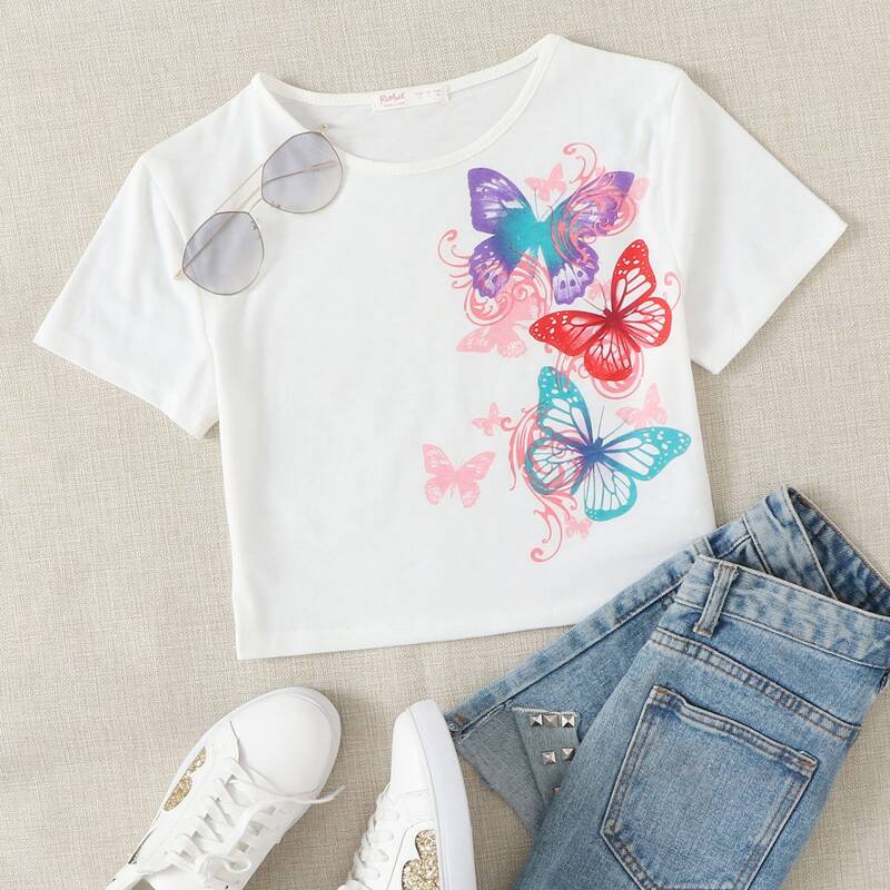 

Butterfly Print Tee, White