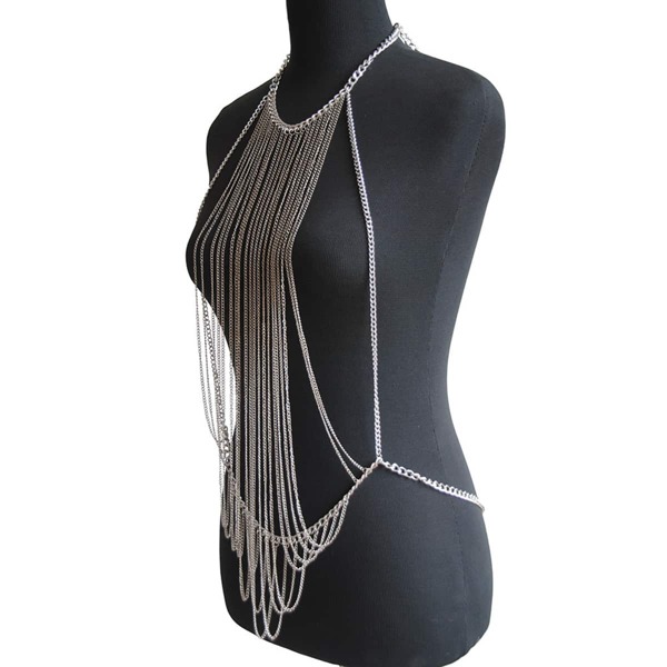 

Metal Tassel Body Chain, Silver
