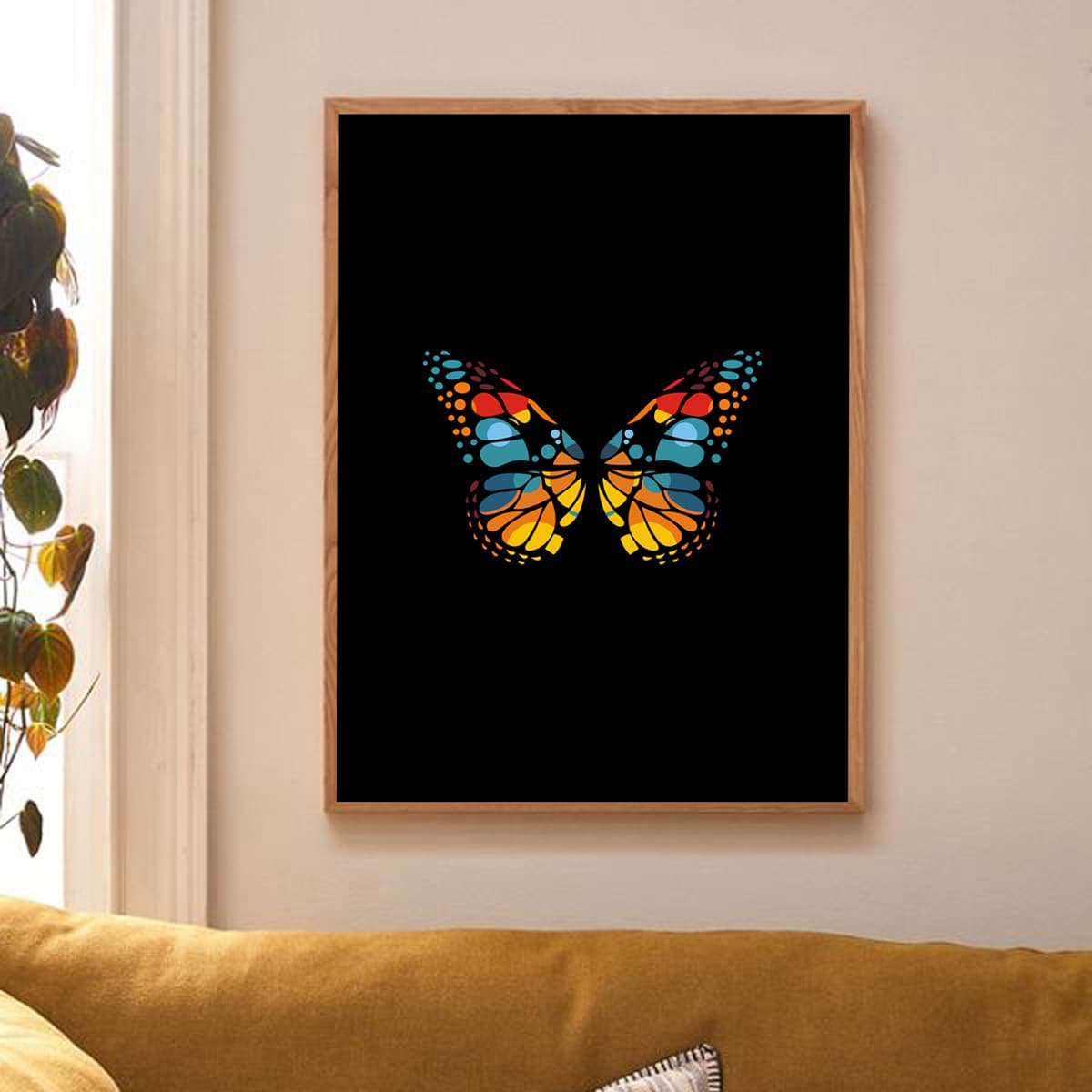 

Butterfly Print Wall Painting Without Frame, Multicolor