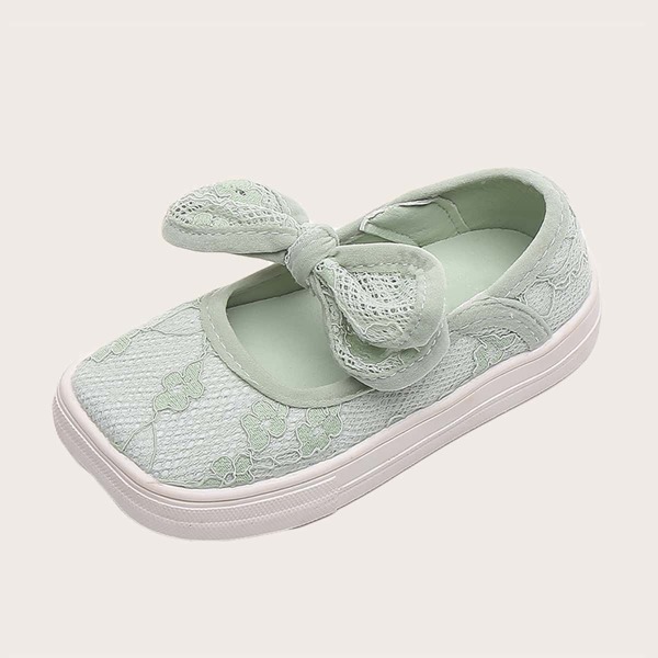

Toddler Girls Bow Decor Allover Lace Flats, Green