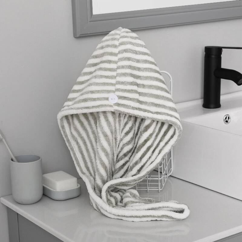 

1pc Striped Pattern Hair Drying Cap, Multicolor