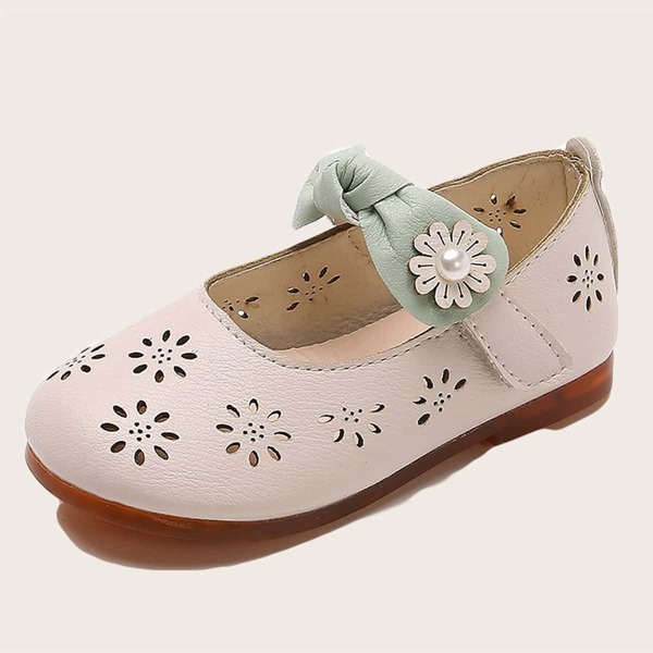 

Toddler Girls Bow Decor Hollow Out Flats, White