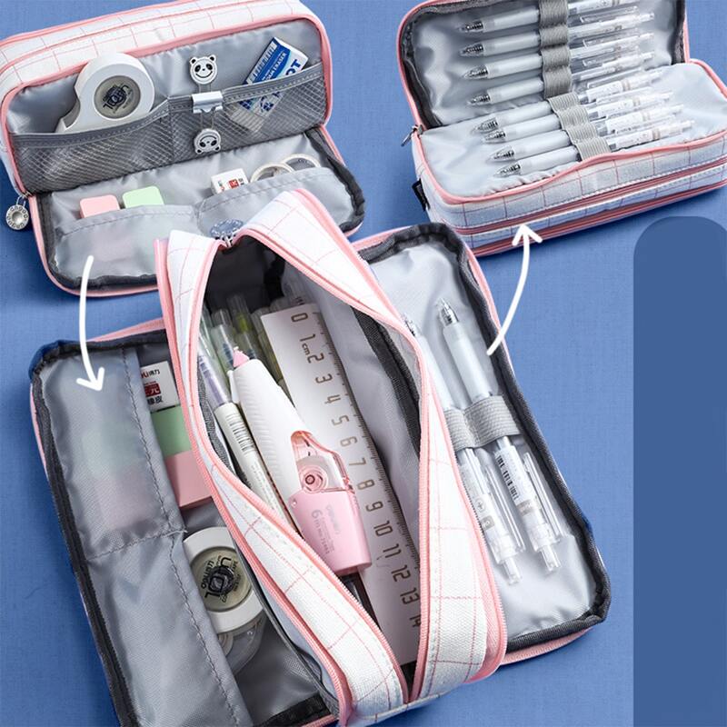 

1pc Plaid Pattern Pencil Bag, Multicolor