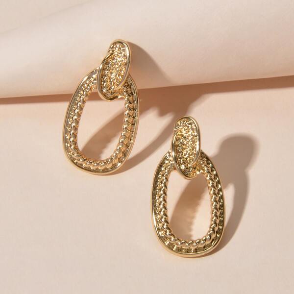 

Textured Metallic Earrings, Gold