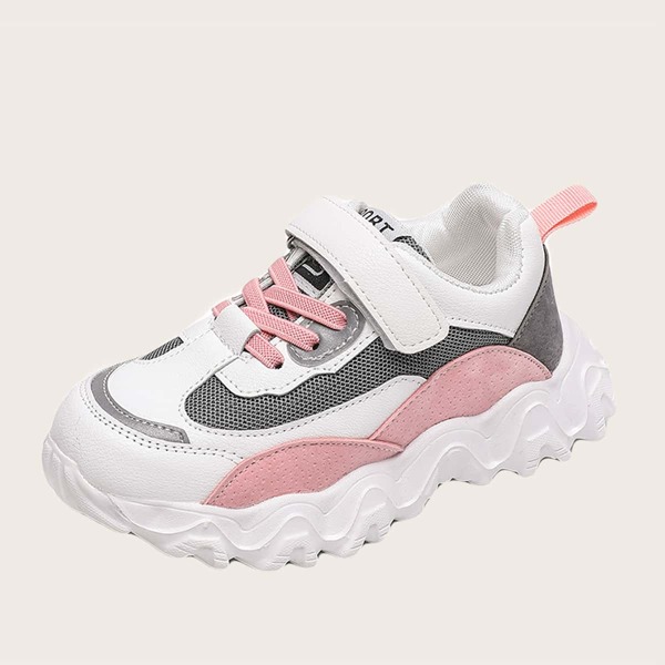 

Girls Colorblock Velcro Strap Sneakers, Pink