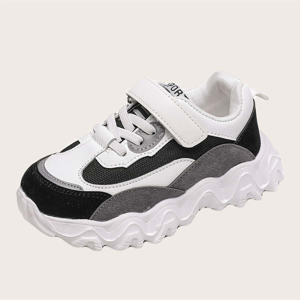 

Girls Colorblock Velcro Strap Sneakers, Black