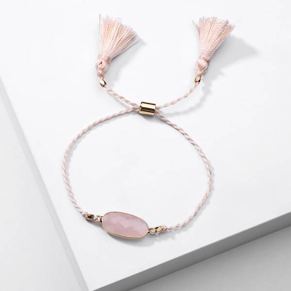 

Tassel Decor Braided Bracelet, Pink
