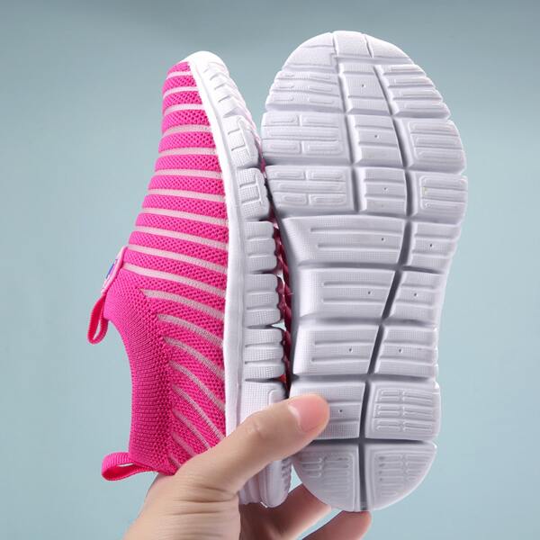 

Girls Mesh Panel Slip On Sneakers, Hot pink
