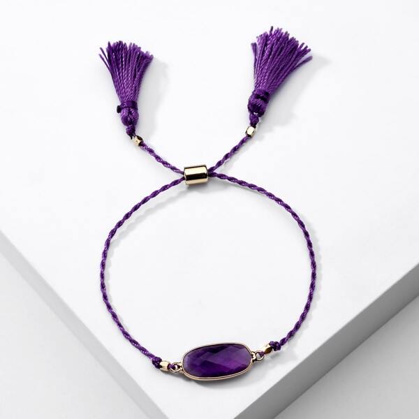 

Tassel Decor Braided Bracelet, Purple