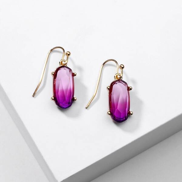 

Resin Geometric Drop Earrings, Pink