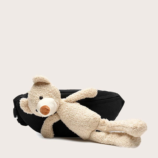 

Cartoon Bear Decor Fanny Pack, Black
