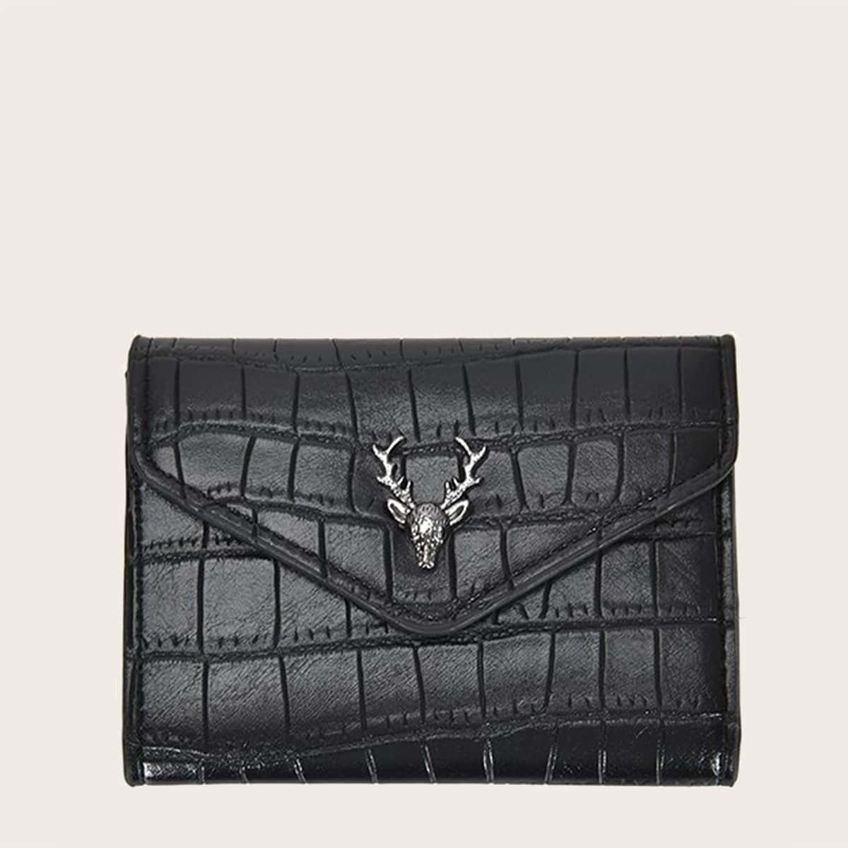 

Metal Deer Head Decor Purse, Black