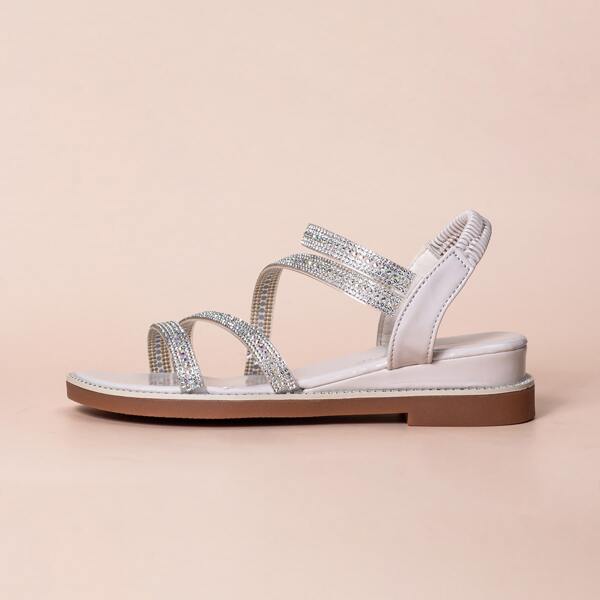 

Rhinestone Decor Strappy Sandals, Beige