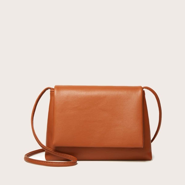 

Minimalist Flap Crossbody Bag, Brown