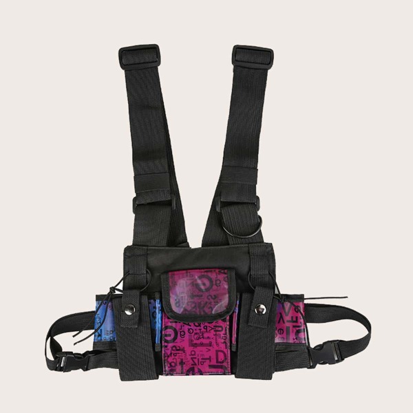 

Letter Graphic Chest Bag, Hot pink