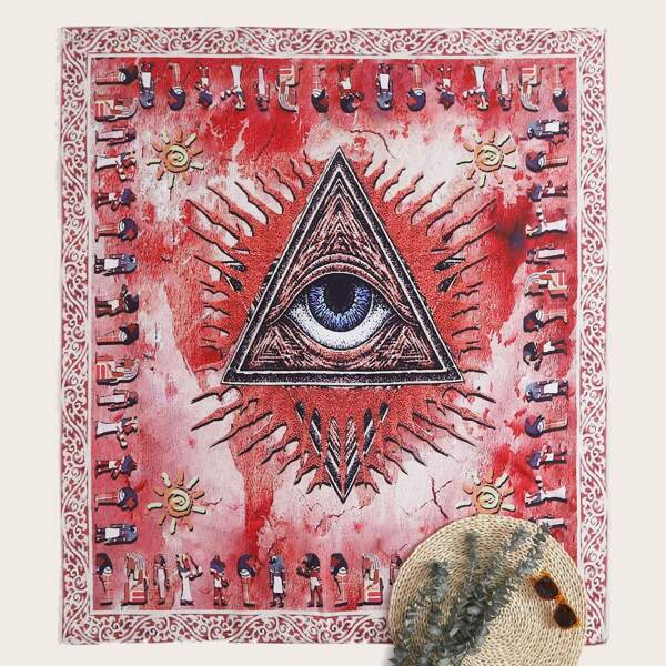 

Eye & Figure Graphic Beach Blanket, Red