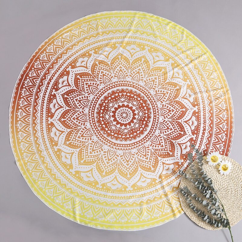 

Tribal Round Beach Blanket, Yellow