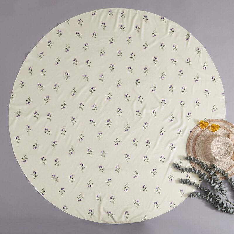 

Ditsy Floral Round Beach Blanket, Beige