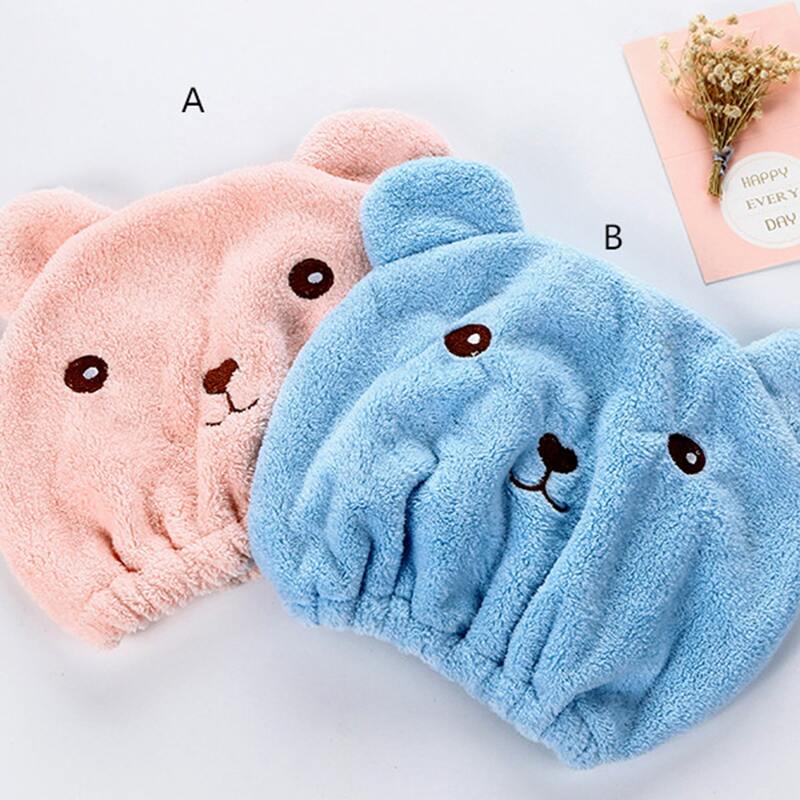 

1pc Plush TeddyBear Graphic Hair Drying Cap, Multicolor