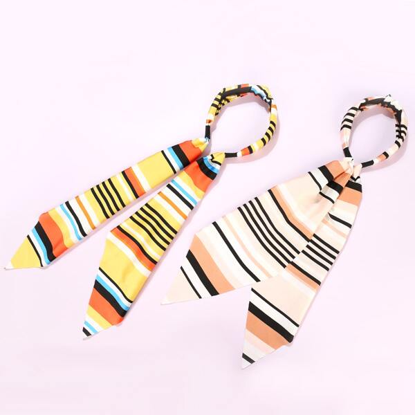 

2pcs Striped Pattern Hair Hoop, Multicolor