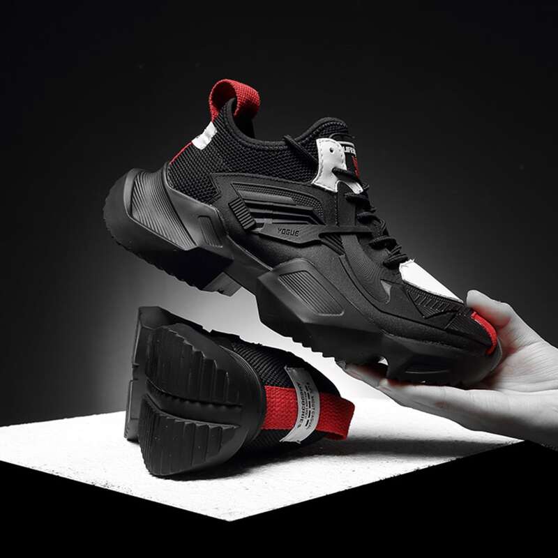

Guys Lace-up Front Colorblock Chunky Sneakers, Black