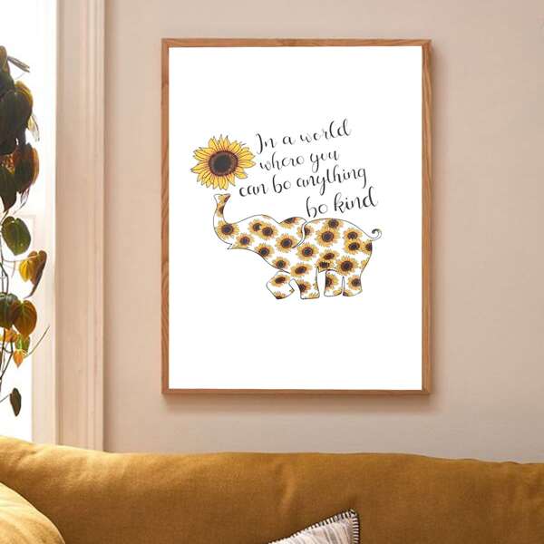 

Elephant Print Wall Painting Without Frame, Multicolor